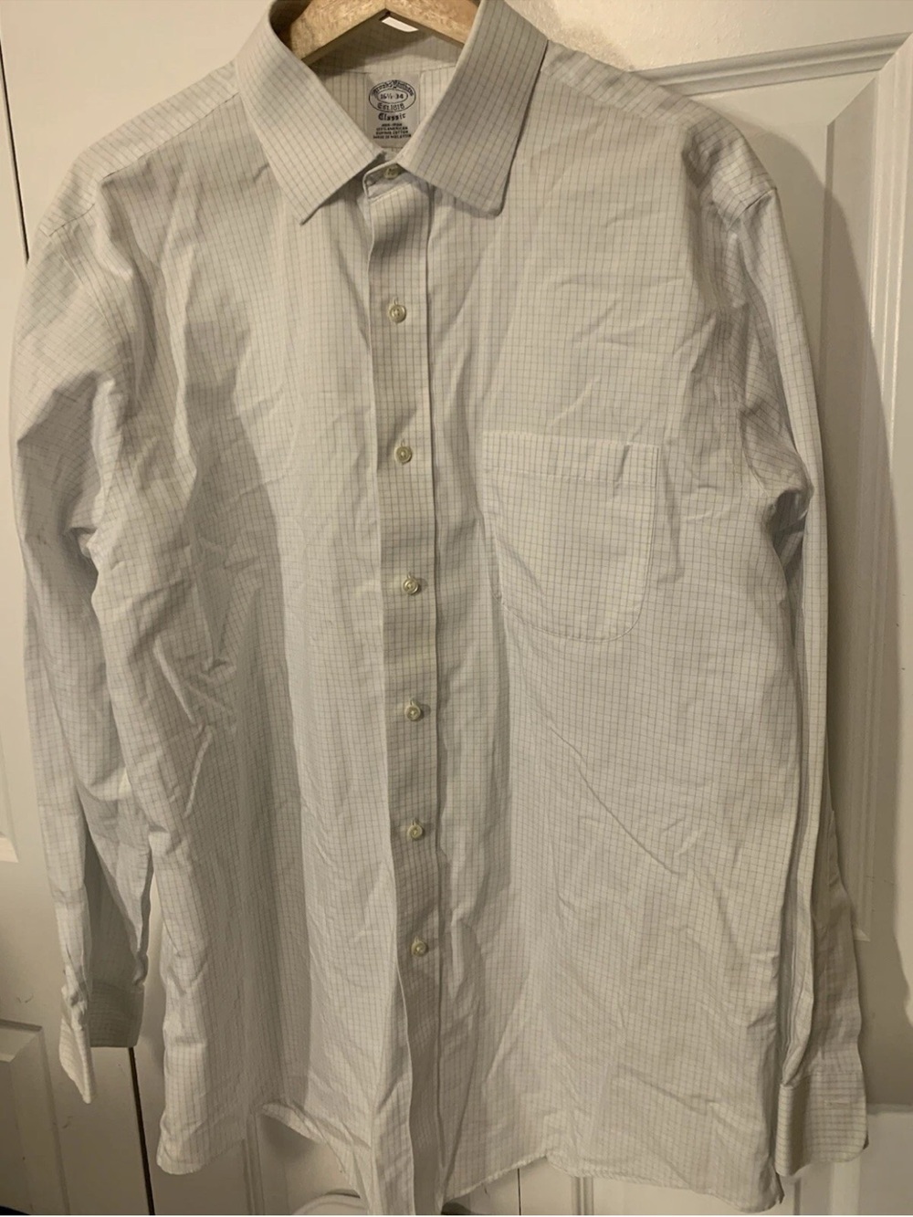 Brooks Brothers White Dress Shirt with Light Blue Grid - Picture 5 of 9